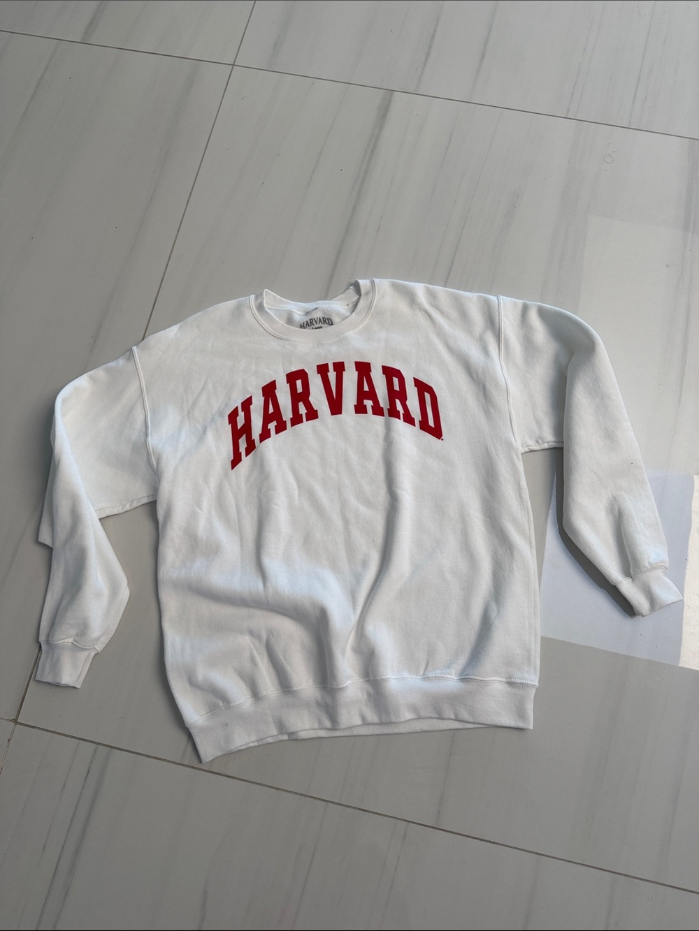 Stanford, White Crewneck Sweatshirt with Red Logo